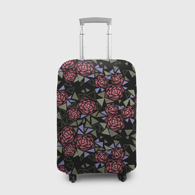 Чехол для чемодана 3D с принтом Цветочная мозаика  , 86% полиэфир, 14% спандекс | двустороннее нанесение принта, прорези для ручек и колес | абстрактные цветы | абстрактный | геометрический | коричневый | оливковый | розовый | цветочный