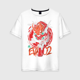 Женская футболка хлопок Oversize с принтом EVA 02 , 100% хлопок | свободный крой, круглый ворот, спущенный рукав, длина до линии бедер
 | eva | evangelion | ева | евангелион