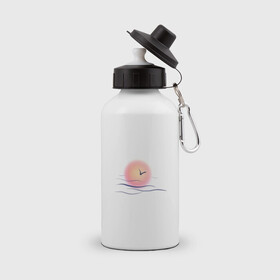 Бутылка спортивная с принтом Солнечный шар , металл | емкость — 500 мл, в комплекте две пластиковые крышки и карабин для крепления | sea | sun | закат | море | небо | птицы | солнце | чайки