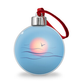 Ёлочный шар с принтом Солнечный шар , Пластик | Диаметр: 77 мм | sea | sun | закат | море | небо | птицы | солнце | чайки
