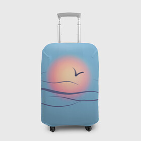 Чехол для чемодана 3D с принтом Солнечный шар , 86% полиэфир, 14% спандекс | двустороннее нанесение принта, прорези для ручек и колес | Тематика изображения на принте: sea | sun | закат | море | небо | птицы | солнце | чайки