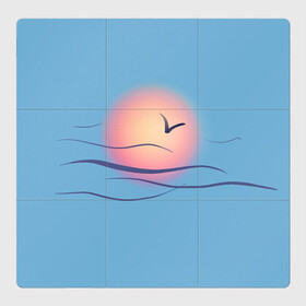 Магнитный плакат 3Х3 с принтом Солнечный шар , Полимерный материал с магнитным слоем | 9 деталей размером 9*9 см | sea | sun | закат | море | небо | птицы | солнце | чайки