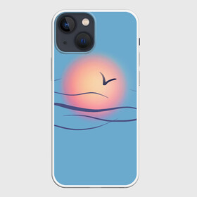 Чехол для iPhone 13 mini с принтом Солнечный шар ,  |  | sea | sun | закат | море | небо | птицы | солнце | чайки