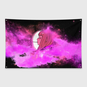 Флаг-баннер с принтом Аниме Девушка | Розовый Космос , 100% полиэстер | размер 67 х 109 см, плотность ткани — 95 г/м2; по краям флага есть четыре люверса для крепления | anime | cloud | girl | japan | moon sky | pink | senpai | space | аниме | анимэ | девочка | девушка | космос | краска | кровь | луна | мульт | самурай | символ | тян | япония