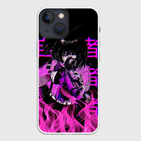 Чехол для iPhone 13 mini с принтом Аниме Девушка Киберпанк ,  |  | 2077 | anime | cloud | cyberpunk | fire | girl | japan | pink | senpai | аниме | анимэ | девочка | девушка | игра | иероглифы | краска | мульт | огонь | самурай | символ | тян | япония