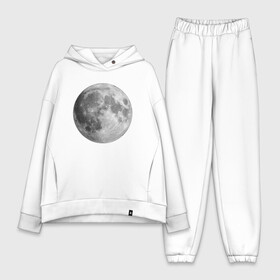 Женский костюм хлопок Oversize с принтом Полнолуние Лунная фаза ,  |  | Тематика изображения на принте: луна | луна круглая | лунная фаза | планета | полнолуние