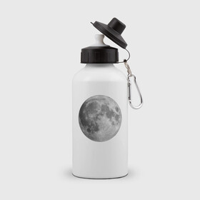 Бутылка спортивная с принтом Полнолуние Лунная фаза  , металл | емкость — 500 мл, в комплекте две пластиковые крышки и карабин для крепления | Тематика изображения на принте: луна | луна круглая | лунная фаза | планета | полнолуние