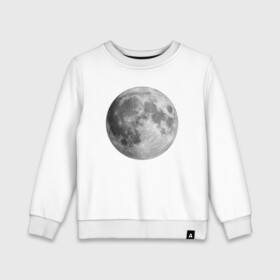 Детский свитшот хлопок с принтом Полнолуние Лунная фаза  , 100% хлопок | круглый вырез горловины, эластичные манжеты, пояс и воротник | Тематика изображения на принте: луна | луна круглая | лунная фаза | планета | полнолуние