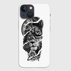 Чехол для iPhone 13 mini с принтом Время львов прошло ,  |  | геометрический лев | лев и цветы льва | созвездие льва | черное молоко