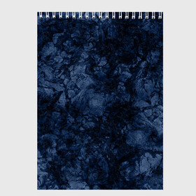 Скетчбук с принтом Темно-синяя текстура камня  , 100% бумага
 | 48 листов, плотность листов — 100 г/м2, плотность картонной обложки — 250 г/м2. Листы скреплены сверху удобной пружинной спиралью | абстрактный | модный | молодежный | мрамор | мраморный узор | синий | современный