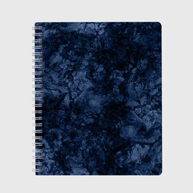 Тетрадь с принтом Темно-синяя текстура камня  , 100% бумага | 48 листов, плотность листов — 60 г/м2, плотность картонной обложки — 250 г/м2. Листы скреплены сбоку удобной пружинной спиралью. Уголки страниц и обложки скругленные. Цвет линий — светло-серый
 | абстрактный | модный | молодежный | мрамор | мраморный узор | синий | современный