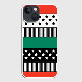 Чехол для iPhone 13 mini с принтом Полосатый звездный узор ,  |  | звезды | зеленый | молодежный | полосатый узор | полосы | рыжий | террактовый