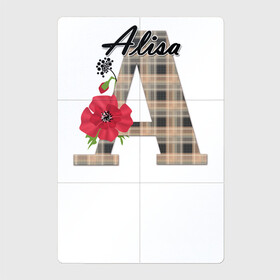 Магнитный плакат 2Х3 с принтом Алфавит. Имена. Алиса  , Полимерный материал с магнитным слоем | 6 деталей размером 9*9 см | алфавит | буква а | детский | для девочки | женский | монограмма | цветок