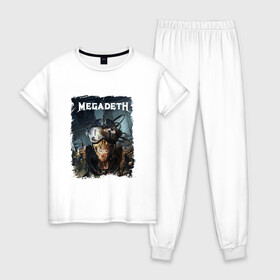 Женская пижама хлопок с принтом Megadeth | Poster (Z) , 100% хлопок | брюки и футболка прямого кроя, без карманов, на брюках мягкая резинка на поясе и по низу штанин | dave mustaine | megadeth | music | rock | дирк вербурен | дэвид эллефсон | дэйв мастейн | кико лоурейро | мегадеф | мегадэф | музыка | рок | трэш метал | хард рок | хеви метал