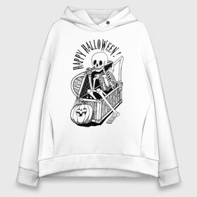 Женское худи Oversize хлопок с принтом The skeleton in the chest , френч-терри — 70% хлопок, 30% полиэстер. Мягкий теплый начес внутри —100% хлопок | боковые карманы, эластичные манжеты и нижняя кромка, капюшон на магнитной кнопке | bones | chest | halloween | holiday | pumpkin | skeleton | skull | кости | скелет | сундук | тыква | хэллоуин | череп