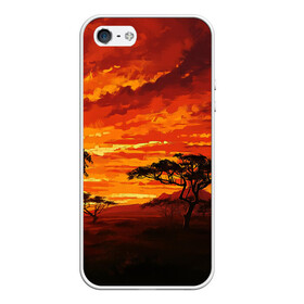 Чехол для iPhone 5/5S матовый с принтом АФРИКАНСКАЯ САВАННА , Силикон | Область печати: задняя сторона чехла, без боковых панелей | африка | деревья | живопись | закат | засуха | искуство | облака | пейзаж | пустыня | рисунок | саванна