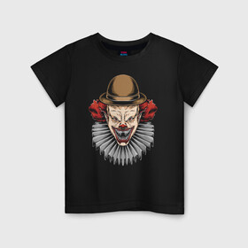 Детская футболка хлопок с принтом The terrible clown , 100% хлопок | круглый вырез горловины, полуприлегающий силуэт, длина до линии бедер | clown | eyes | fangs | halloween | hat | holiday | horror | jabot | jaw | muzzle | nose | глаза | жабо | клоун | клыки | нос | пасть | праздник | ужас | хэллоуин | шляпа