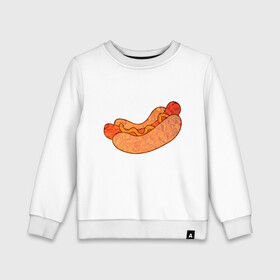 Детский свитшот хлопок с принтом Хотдогич , 100% хлопок | круглый вырез горловины, эластичные манжеты, пояс и воротник | Тематика изображения на принте: bread | hot dog | sausage | сосиска | хлеб | хот дог