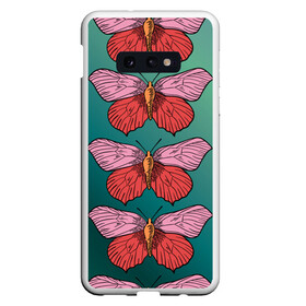Чехол для Samsung S10E с принтом Зеленый принт с бабочками :) , Силикон | Область печати: задняя сторона чехла, без боковых панелей | бабочки | градиент | графический | грустный | зеленый | меланхолия | насекомые | ретро | розовый | странный