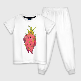 Детская пижама хлопок с принтом Драконья ягода , 100% хлопок |  брюки и футболка прямого кроя, без карманов, на брюках мягкая резинка на поясе и по низу штанин
 | Тематика изображения на принте: арт | дракон | драконий фрукт | драконья ягода | мило | милота | рисунок | свежие фрукты | свежий продукт | свежий фрукт | таиланд | тропики | тропическая ягода | фрукт | фрукты