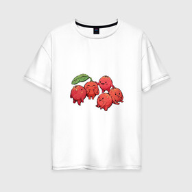 Женская футболка хлопок Oversize с принтом Клюква , 100% хлопок | свободный крой, круглый ворот, спущенный рукав, длина до линии бедер
 | арт | клюква | красные ягоды | мило | милота | рисунок | свежая ягода | свежие ягоды | свежий продукт | ягода | ягоды
