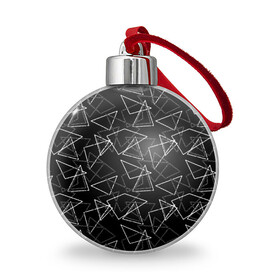 Ёлочный шар с принтом Черно-белый геометрический  , Пластик | Диаметр: 77 мм | абстрактный | геометрические фигуры | монохромный | мужской | треугольники | черный и белый | черный фон