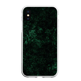 Чехол для iPhone XS Max матовый с принтом Темно-зеленый мраморный узор  , Силикон | Область печати: задняя сторона чехла, без боковых панелей | Тематика изображения на принте: абстрактный | велюровый | зеленый | каменный | мрамор | современный | текстура камня | темный зеленый
