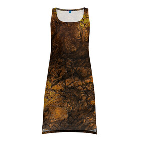 Платье-майка 3D с принтом Абстрактный узор текстура , 100% полиэстер | полуприлегающий силуэт, широкие бретели, круглый вырез горловины, удлиненный подол сзади. | каменный узор | камень | коричневый | маскировочный | милитари | мраморный | темный оранжевый | черный и оранжевый