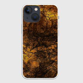 Чехол для iPhone 13 mini с принтом Абстрактный узор текстура ,  |  | каменный узор | камень | коричневый | маскировочный | милитари | мраморный | темный оранжевый | черный и оранжевый