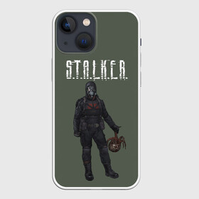 Чехол для iPhone 13 mini с принтом S.T.A.L.K.E.R. | С.Т.А.Л.К.Е.Р (+спина) ,  |  | chernobyl | pripyat | s.t.a.l.k.e.r. 2 | shadow of chernobyl | stalker | stalker 2 | воля | меченый | припять | свобода | свобода воля | сталкер | сталкер 2 | тени чернобыля | чернобыль