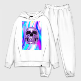 Мужской костюм хлопок OVERSIZE с принтом Skull abstraction ,  |  | абстракция | блестки | блестящий фон | металлический цвет | скулы | стильный принт | череп | яркий принт