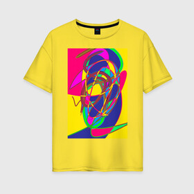 Женская футболка хлопок Oversize с принтом Яркая абстракция , 100% хлопок | свободный крой, круглый ворот, спущенный рукав, длина до линии бедер
 | абстракция | линии | необычное | фантазия | яркое