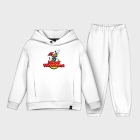 Детский костюм хлопок Oversize с принтом Дятел Вуди лого ,  |  | animals | cartoon | character | head | laughter | logo | woody woodpecker | дятел вуди | животные | лого | мультики | персонаж | смех
