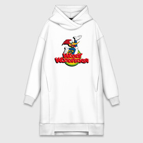 Платье-худи хлопок с принтом Дятел Вуди лого ,  |  | animals | cartoon | character | head | laughter | logo | woody woodpecker | дятел вуди | животные | лого | мультики | персонаж | смех