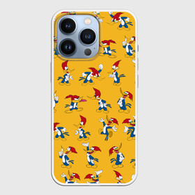 Чехол для iPhone 13 Pro с принтом Такой разный Дятел Вуди ,  |  | animals | cartoon | character | head | laughter | pattern | woody woodpecker | дятел вуди | животные | мультики | паттерн | персонаж | смех | узор