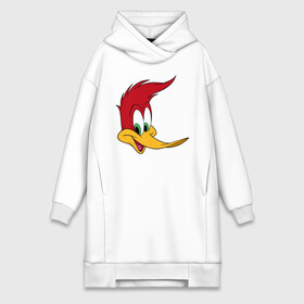 Платье-худи хлопок с принтом Дятел Вуди лицо ,  |  | animals | cartoon | character | head | laughter | smile | woody woodpecker | дятел вуди | животные | мультики | персонаж | смех | улыбка