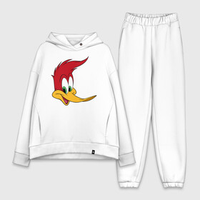 Женский костюм хлопок Oversize с принтом Дятел Вуди лицо ,  |  | animals | cartoon | character | head | laughter | smile | woody woodpecker | дятел вуди | животные | мультики | персонаж | смех | улыбка