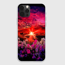 Чехол для iPhone 12 Pro Max с принтом МАЛИНОВЫЙ ЗАКАТ , Силикон |  | деревья | лес | луг | лучи | небо | облака | пейзаж | поле | природа | рисунок | солнце | цветы