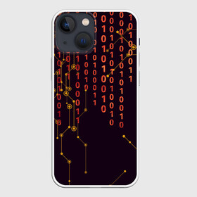 Чехол для iPhone 13 mini с принтом ПРОГРАММНЫЙ КОД ,  |  | баг | взлом | двоичный | железо | информация | код | программа | хакер
