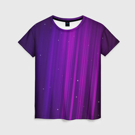 Женская футболка 3D с принтом ВОЛШЕБНЫЙ СВЕТ , 100% полиэфир ( синтетическое хлопкоподобное полотно) | прямой крой, круглый вырез горловины, длина до линии бедер | блики | звёзды | лучи | полосы | приломление | свет