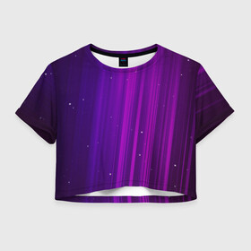 Женская футболка Crop-top 3D с принтом ВОЛШЕБНЫЙ СВЕТ , 100% полиэстер | круглая горловина, длина футболки до линии талии, рукава с отворотами | блики | звёзды | лучи | полосы | приломление | свет