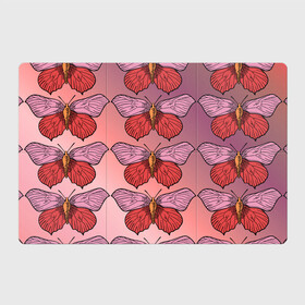 Магнитный плакат 3Х2 с принтом Розовый принт с бабочками  , Полимерный материал с магнитным слоем | 6 деталей размером 9*9 см | бабочки | градиент | грустый | меланхолия | мотылек | насекомые | розовый | цветочки