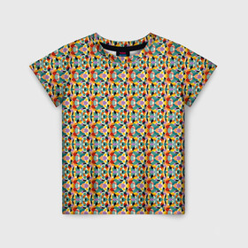 Детская футболка 3D с принтом Цветные фигуры , 100% гипоаллергенный полиэфир | прямой крой, круглый вырез горловины, длина до линии бедер, чуть спущенное плечо, ткань немного тянется | абстрактный | мозаика | палитра | паттерн | пятна | фигуры