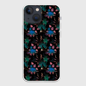 Чехол для iPhone 13 mini с принтом Ночные птицы ,  |  | живопись | негатив | природа | птицы | цветы