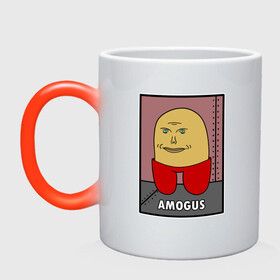 Кружка хамелеон с принтом Amogus, Among Us 