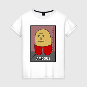 Женская футболка хлопок с принтом Amogus, Among Us 