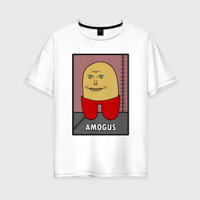 Женская футболка хлопок Oversize с принтом Amogus, Among Us 