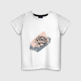 Детская футболка хлопок с принтом Темная роза - абстракция , 100% хлопок | круглый вырез горловины, полуприлегающий силуэт, длина до линии бедер | абстрактный | абстракция | гранж | графика | графическая | краска | мазки | рисунок | роза | цветок | цветочный