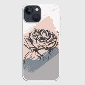Чехол для iPhone 13 mini с принтом Абстракция с розой ,  |  | абстракция | гранж | графика | графический | пастель | пастельная | роза | цветок | цветочный