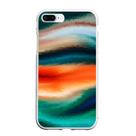Чехол для iPhone 7Plus/8 Plus матовый с принтом Мозаичный абстрактный узор  , Силикон | Область печати: задняя сторона чехла, без боковых панелей | зеленый | мозаичная текстура | оранжевый | разноцветный | современный | узор
